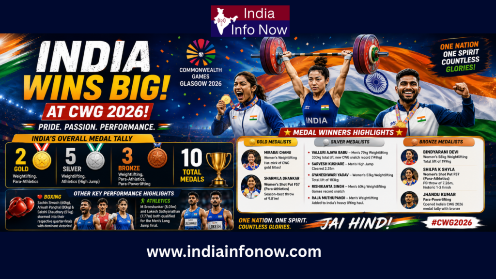 CWG 2026-ல் இந்தியாவின் பதக்க பட்டியல் 10 பதக்கங்களுடன் வலுவான தொடக்கம்